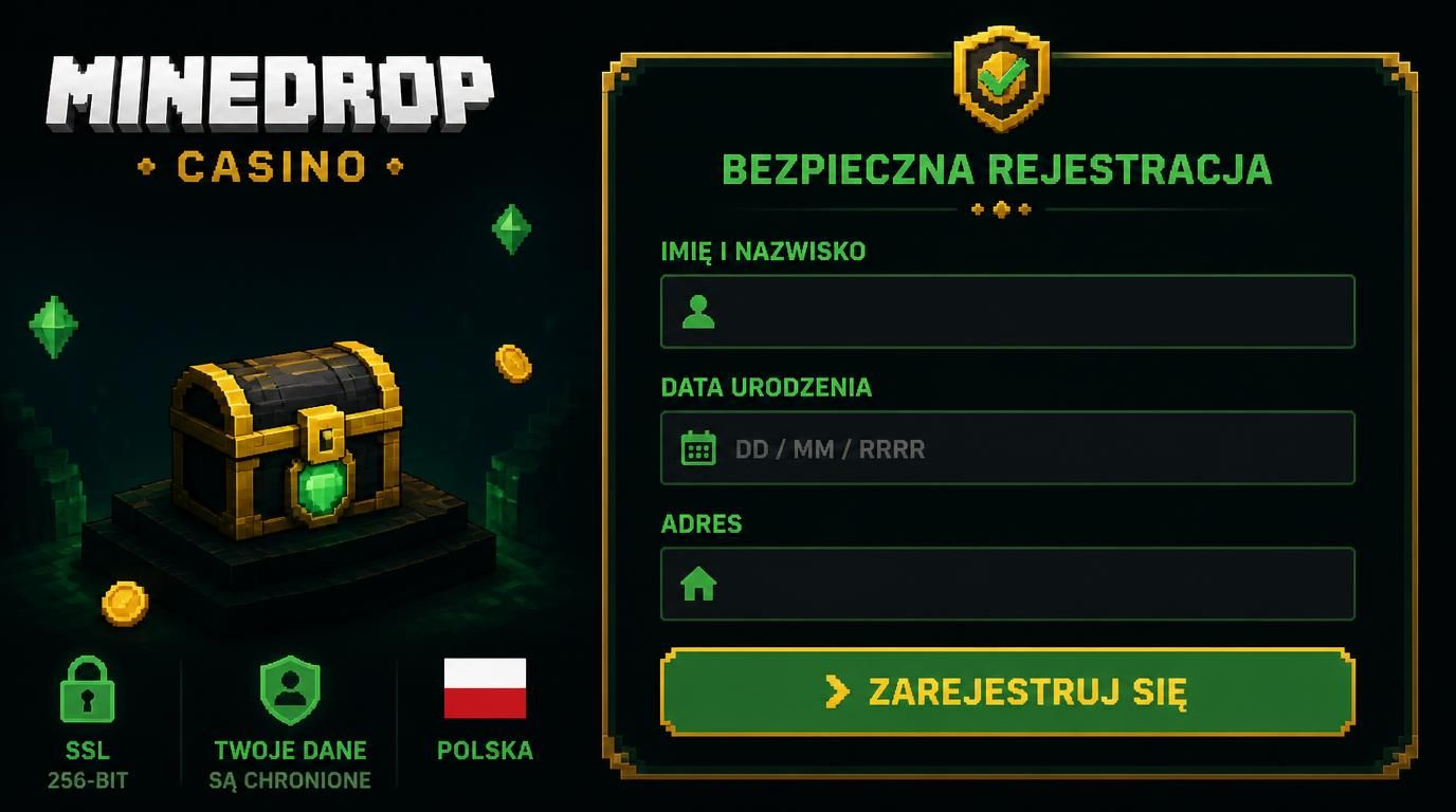 Uśmiechnięty ekran rejestracji w polskim kasynie