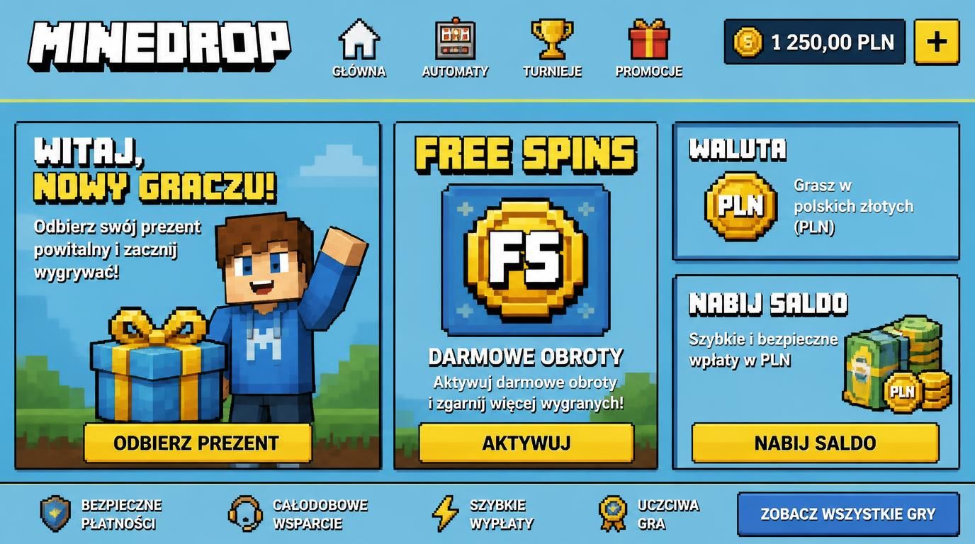 Gracz wita się z bonusem powitalnym   darmowe spiny i bonus do depozytu.